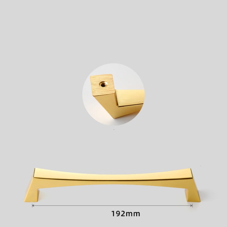 Elegancki złoty szczotkowany uchwyt meblowy Peral, rozstaw 192 mm do komód