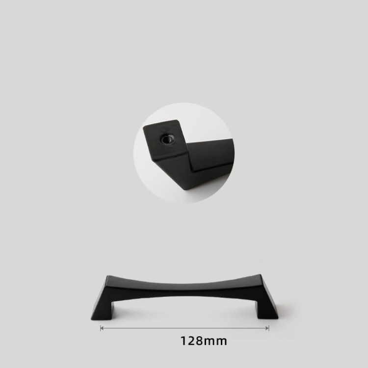 Czarny matowy uchwyt meblowy Peral, rozstaw 128 mm do szafek i szuflad
