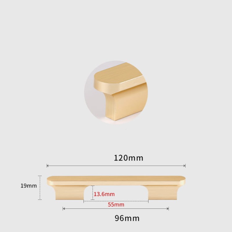 Möbelgriff Novo – klassischer Aufsatzgriff in Schwarz oder gebürstetem Gold, Größen 96–768 mm. Im modernen Glamour-Stil, für Küchenschränke, Kommoden und Schreibtische – egriffe.at