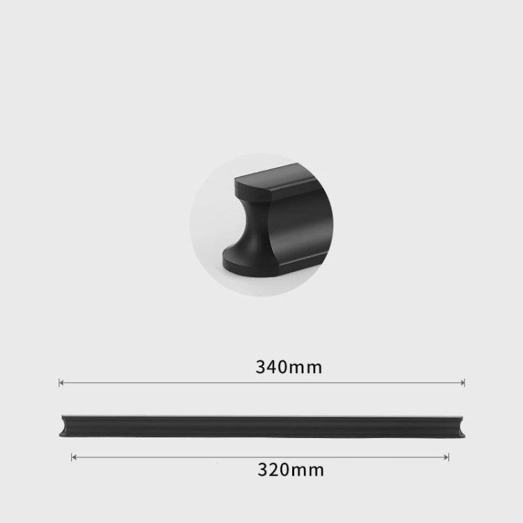 Długi czarny uchwyt meblowy Tonta, rozstaw 320 mm do szerokich szuflad