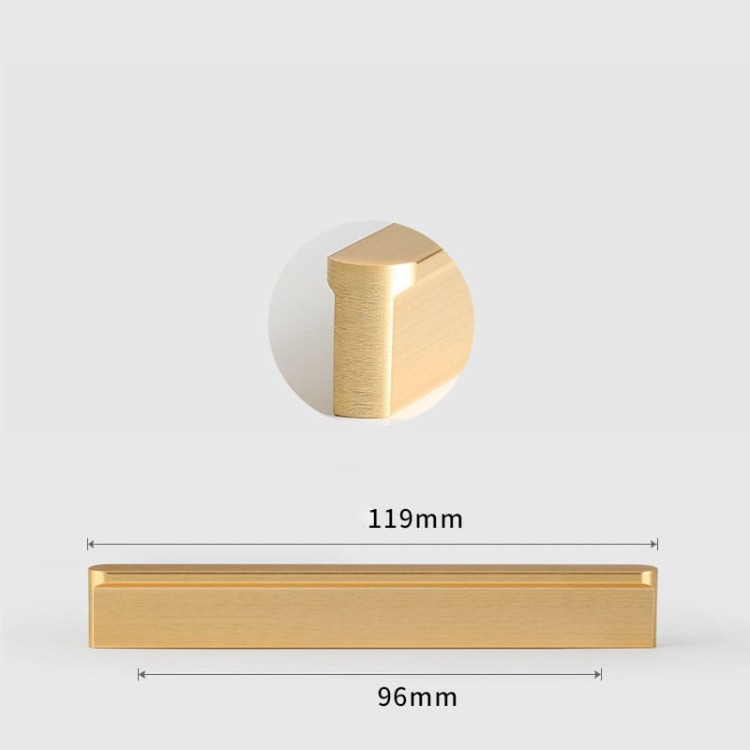 Möbelgriff Avalos – schlichter linearer Griff in Schwarz oder gebürstetem Gold. Modern, erhältlich in 96, 128, 160, 320, 546 und 960 mm – egriffe.at