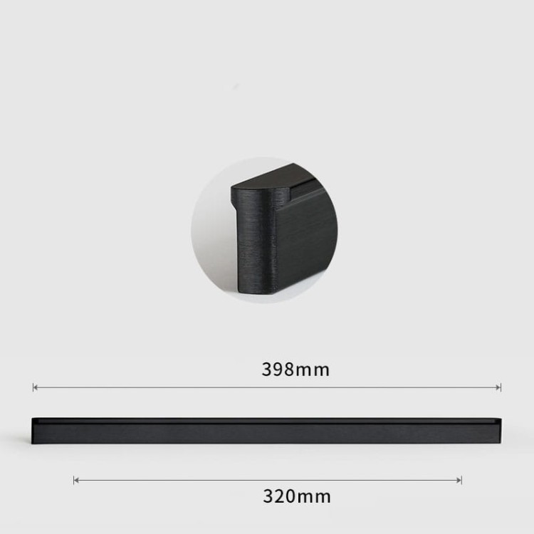 Möbelgriff Avalos – schlichter linearer Griff in Schwarz oder gebürstetem Gold. Modern, erhältlich in 96, 128, 160, 320, 546 und 960 mm – egriffe.at