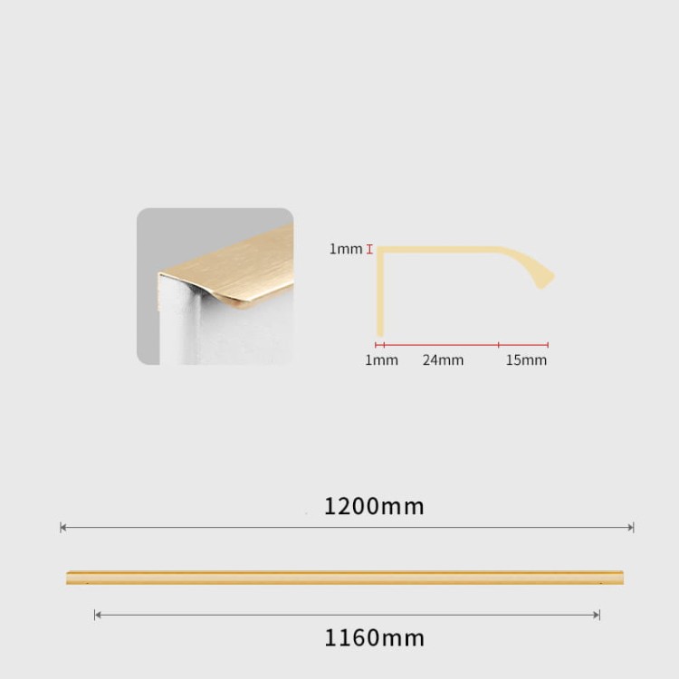 Möbelgriff Antonio – Kantengriff mit ergonomisch abgerundeter Front in gebürstetem Gold, Kaffeegold, Schwarz, Weiß und Grau. Ideal für moderne Küchen- und Wohnmöbel – egriffe.at