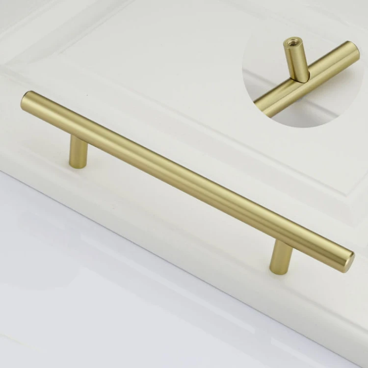 Gebürsteter goldener Uno-Möbelgriff mit 96 mm Lochabstand