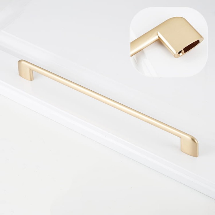 Möbelgriff Sabalo – moderner minimalistischer Griff für Küchenschränke, Schubladen, Kommoden und Badmöbel in Schwarz, gebürstetem Gold, gebürstetem Nickel und Perlgrau. Größen 128, 160, 192 und 256 mm – egriffe.at