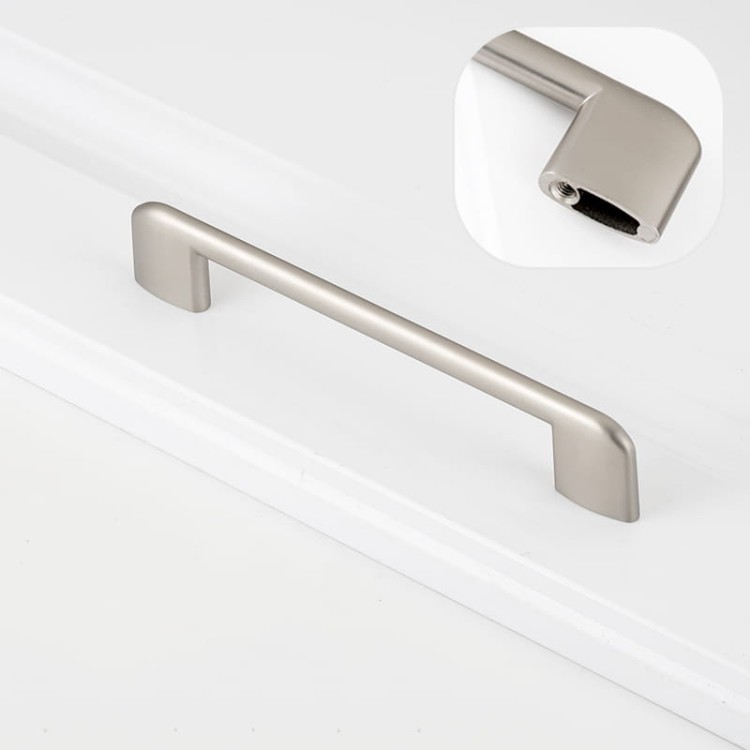 Möbelgriff Sabalo – moderner minimalistischer Griff für Küchenschränke, Schubladen, Kommoden und Badmöbel in Schwarz, gebürstetem Gold, gebürstetem Nickel und Perlgrau. Größen 128, 160, 192 und 256 mm – egriffe.at