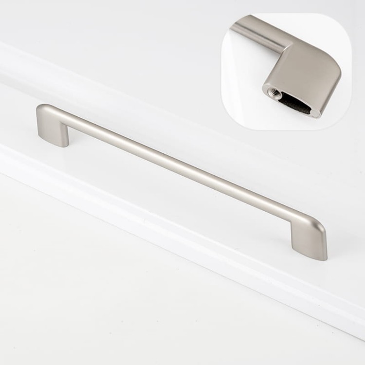 Möbelgriff Sabalo – moderner minimalistischer Griff für Küchenschränke, Schubladen, Kommoden und Badmöbel in Schwarz, gebürstetem Gold, gebürstetem Nickel und Perlgrau. Größen 128, 160, 192 und 256 mm – egriffe.at