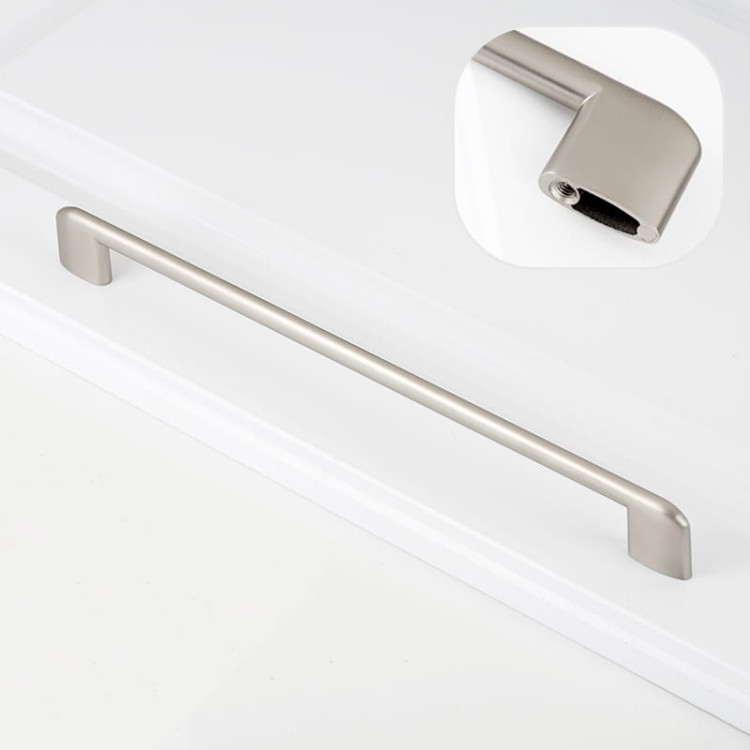 Möbelgriff Sabalo – moderner minimalistischer Griff für Küchenschränke, Schubladen, Kommoden und Badmöbel in Schwarz, gebürstetem Gold, gebürstetem Nickel und Perlgrau. Größen 128, 160, 192 und 256 mm – egriffe.at