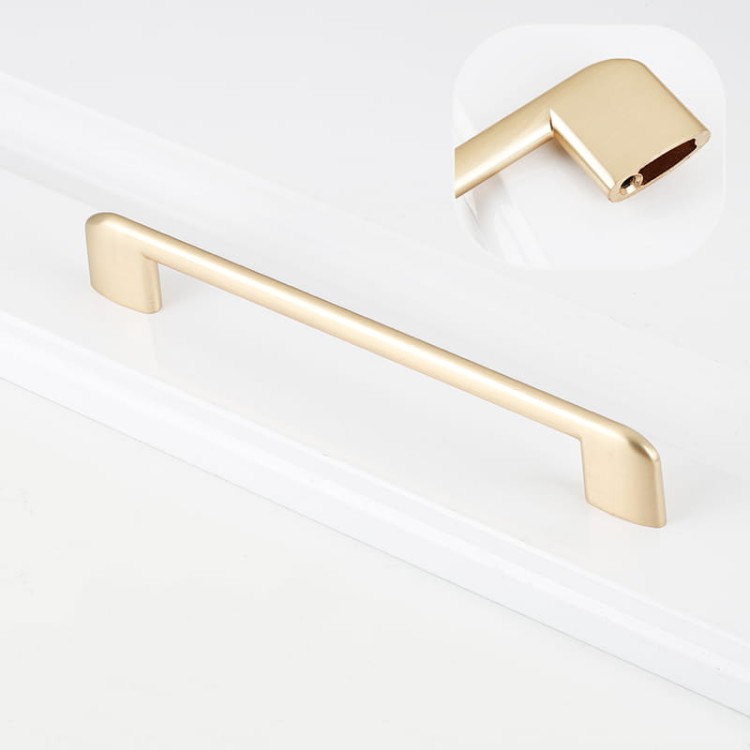 Möbelgriff Sabalo – moderner minimalistischer Griff für Küchenschränke, Schubladen, Kommoden und Badmöbel in Schwarz, gebürstetem Gold, gebürstetem Nickel und Perlgrau. Größen 128, 160, 192 und 256 mm – egriffe.at