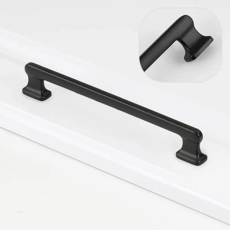 Länglicher schwarzer Maceo-Möbelgriff für Küchenschränke mit 128 mm Lochabstand