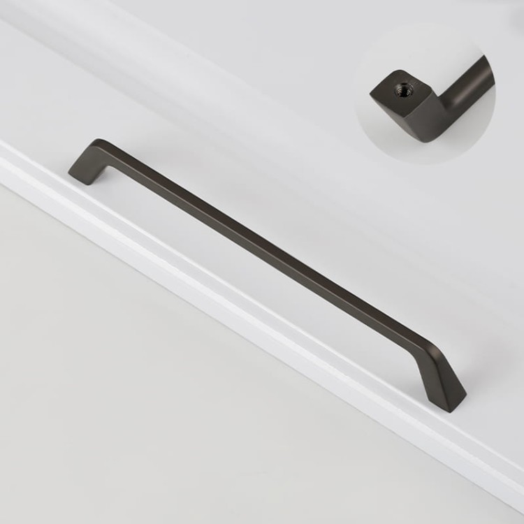 Minimalistischer schwarzer Amarito-Möbelgriff für Schränke und Schubladen mit 192 mm Lochabstand