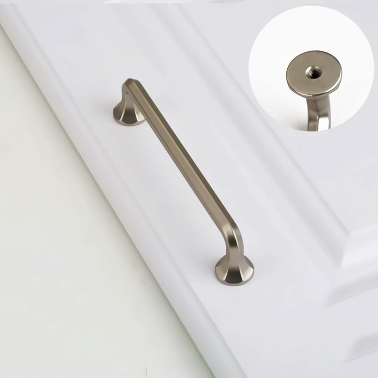 Möbelgriff Grillo – eleganter länglicher Griff und sechseckiger Knopf für Schränke und Schubladen in gebürstetem Gold, Schwarz, gebürstetem Nickel und Perlgrau – egriffe.at.