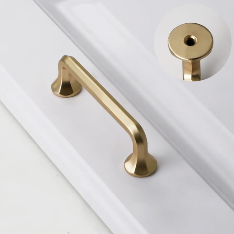 Möbelgriff Grillo – eleganter länglicher Griff und sechseckiger Knopf für Schränke und Schubladen in gebürstetem Gold, Schwarz, gebürstetem Nickel und Perlgrau – egriffe.at.