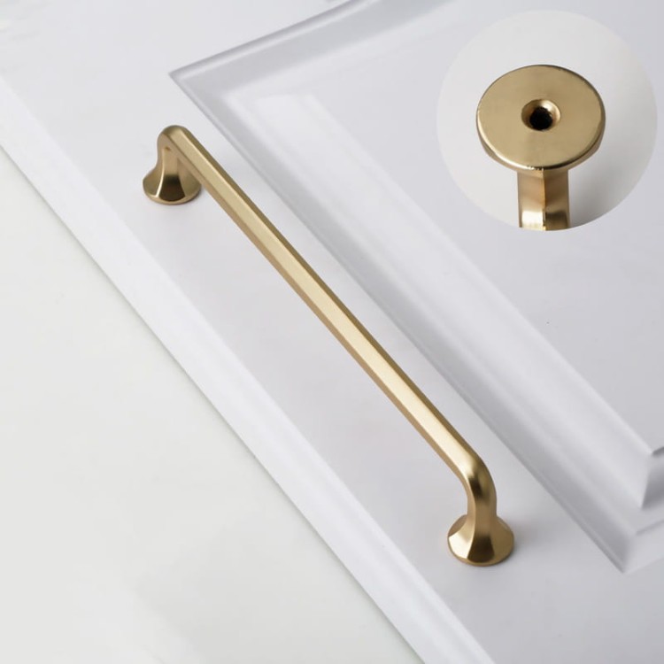 Möbelgriff Grillo – eleganter länglicher Griff und sechseckiger Knopf für Schränke und Schubladen in gebürstetem Gold, Schwarz, gebürstetem Nickel und Perlgrau – egriffe.at.