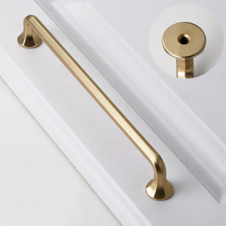 Möbelgriff Grillo – eleganter länglicher Griff und sechseckiger Knopf für Schränke und Schubladen in gebürstetem Gold, Schwarz, gebürstetem Nickel und Perlgrau – egriffe.at.