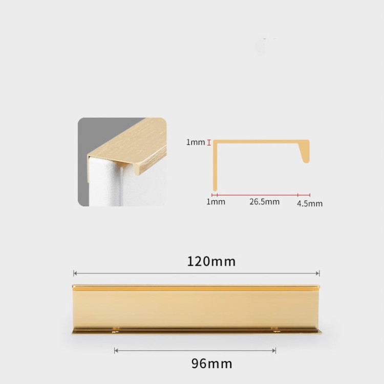 Möbelgriff Dimas – Kantengriff für Schränke und Schubladen in Schwarz, Weiß, Grau, Silber und gebürstetem Gold. Moderner Griff für Möbelfronten, erhältlich im Shop egriffe.at.