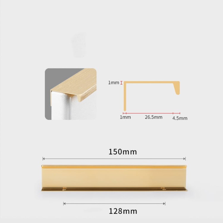 Möbelgriff Dimas – Kantengriff für Schränke und Schubladen in Schwarz, Weiß, Grau, Silber und gebürstetem Gold. Moderner Griff für Möbelfronten, erhältlich im Shop egriffe.at.