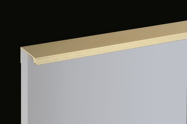 Möbelgriff Dimas – Kantengriff für Schränke und Schubladen in Schwarz, Weiß, Grau, Silber und gebürstetem Gold. Moderner Griff für Möbelfronten, erhältlich im Shop egriffe.at.