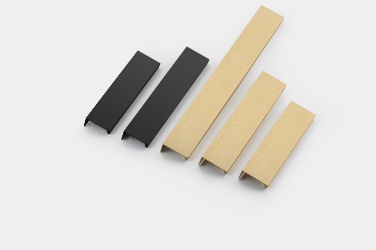 Möbelgriff Dimas – Kantengriff für Schränke und Schubladen in Schwarz, Weiß, Grau, Silber und gebürstetem Gold. Moderner Griff für Möbelfronten, erhältlich im Shop egriffe.at.