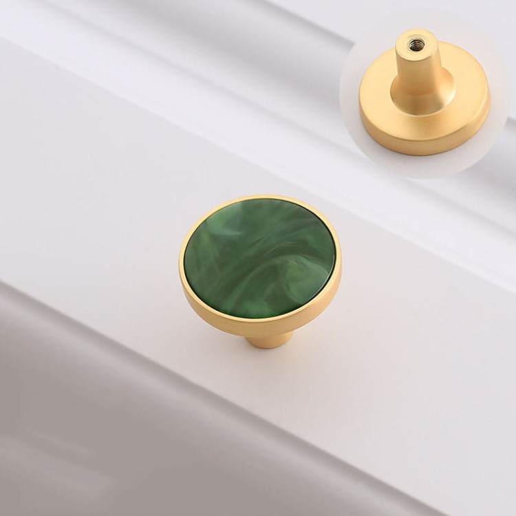 Möbelknopf Santa – farbige runde Knöpfe mit goldenem Rand für Schränke und Kommoden, dekorative Möbelgriffe, erhältlich im Shop egriffe.at