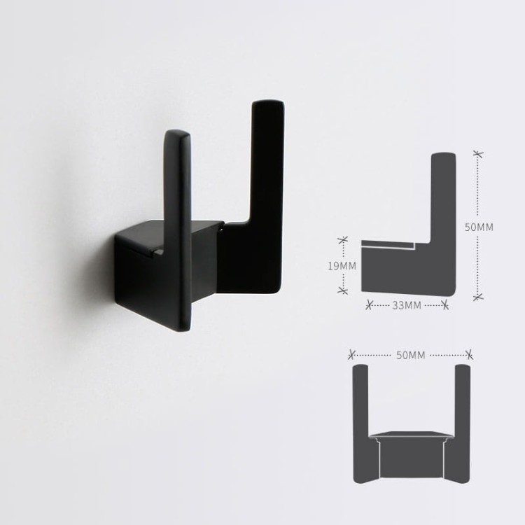Wandhaken Martin – moderner doppelter Wandhaken für Bad und Flur, Aluminiumhaken in Schwarz, Mattbraun, gebürstetem Nickel, Perlgrau, gebürstetem Gold und ORB, erhältlich im Shop egriffe.at
