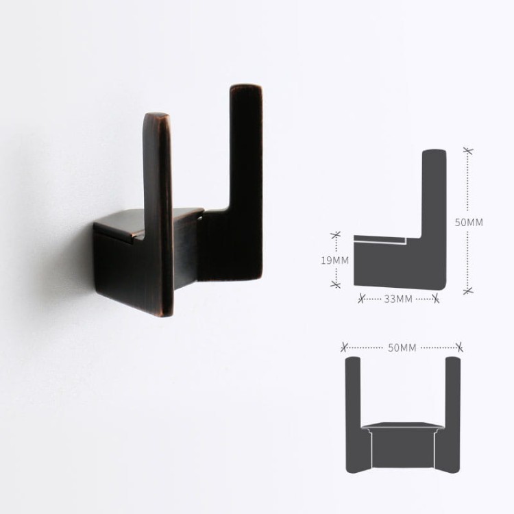 Wandhaken Martin – moderner doppelter Wandhaken für Bad und Flur, Aluminiumhaken in Schwarz, Mattbraun, gebürstetem Nickel, Perlgrau, gebürstetem Gold und ORB, erhältlich im Shop egriffe.at
