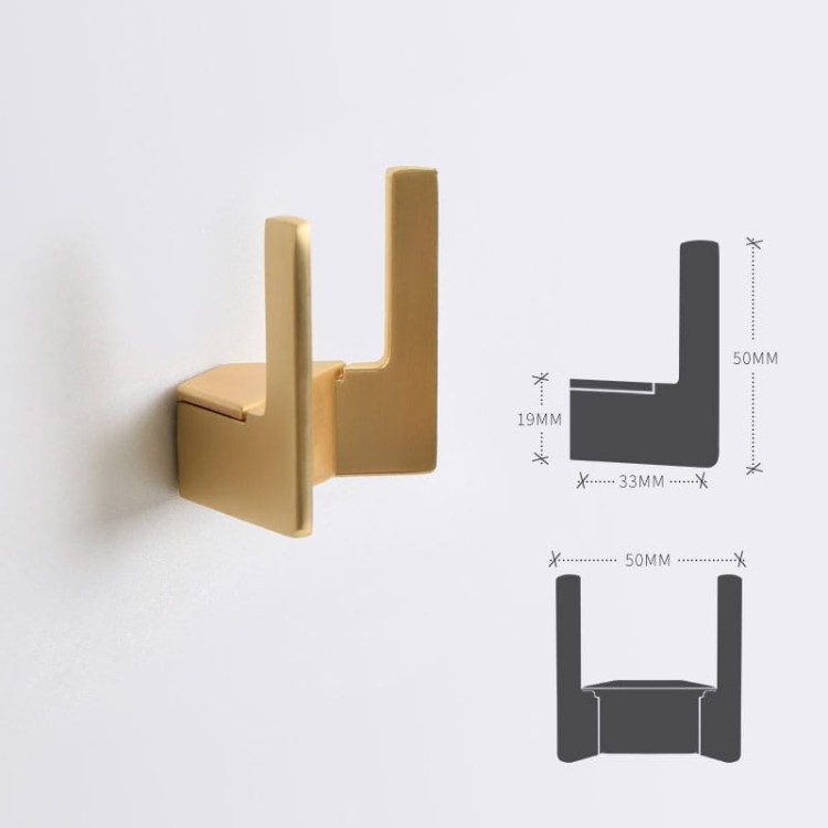 Wandhaken Martin – moderner doppelter Wandhaken für Bad und Flur, Aluminiumhaken in Schwarz, Mattbraun, gebürstetem Nickel, Perlgrau, gebürstetem Gold und ORB, erhältlich im Shop egriffe.at