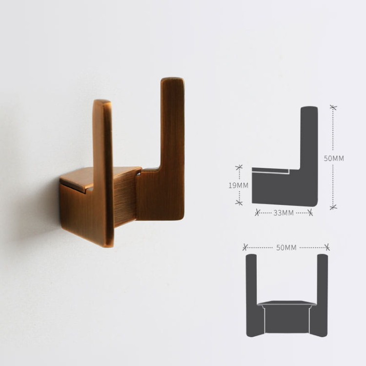 Wandhaken Martin – moderner doppelter Wandhaken für Bad und Flur, Aluminiumhaken in Schwarz, Mattbraun, gebürstetem Nickel, Perlgrau, gebürstetem Gold und ORB, erhältlich im Shop egriffe.at