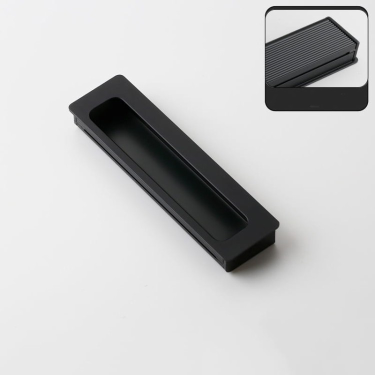 Möbelgriff Olivos – länglicher eingelassener Griff für Schränke und Schubladen in Schwarz, Größe 120 mm, erhältlich im Shop egriffe.at