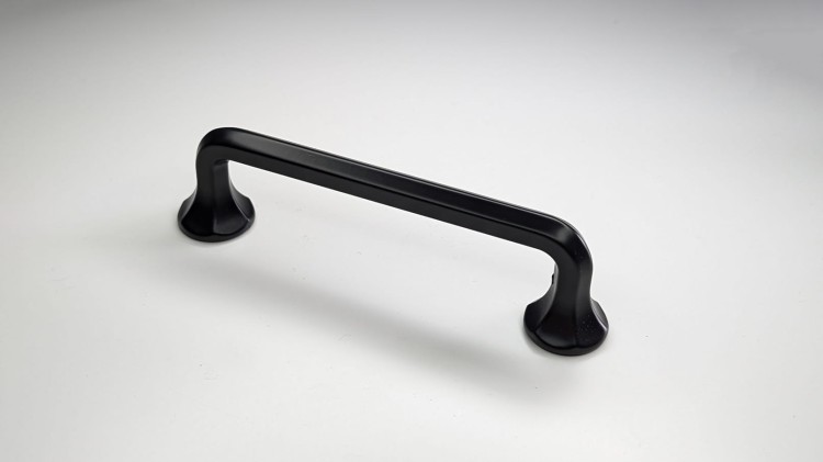 Möbelgriff Grillo – eleganter länglicher Griff und sechseckiger Knopf für Schränke und Schubladen in gebürstetem Gold, Schwarz, gebürstetem Nickel und Perlgrau – egriffe.at.