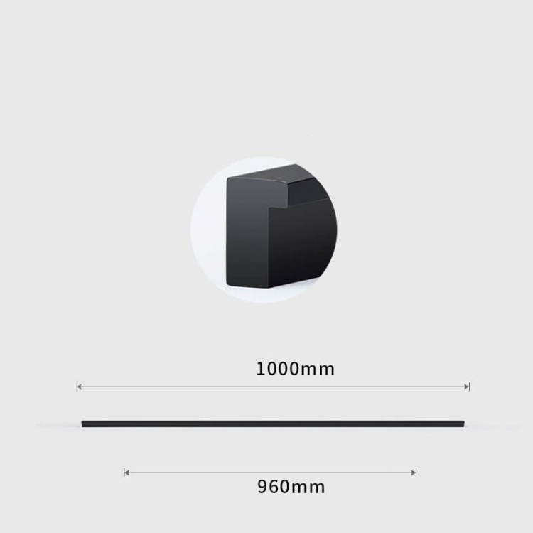 Schwarzer länglicher Möbelgriff Rita – Größe 960 mm, Farbe Schwarz.