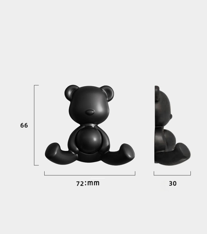 Czarny i szary perłowy wieszak ścienny Teddy w kształcie misia z wymiarami