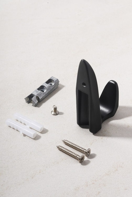 Wandhaken Gordo mit modernem minimalistischem Design. Robust, kratzfest und einfach mit Schrauben zu montieren. Ideal für Zuhause, Büro oder Bad. Farben: Gold, Schwarz und Perlgrau.