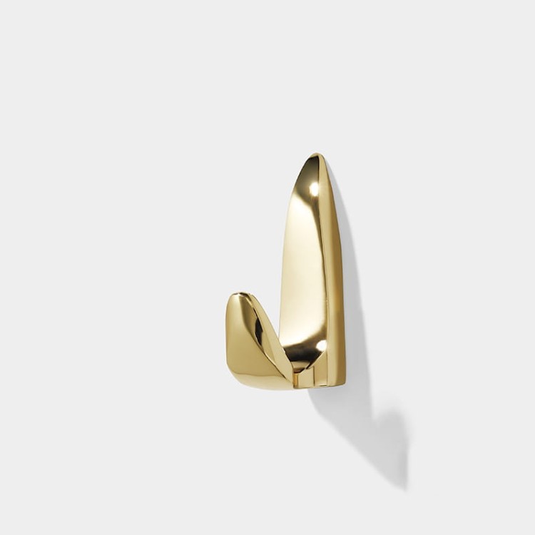 Wandhaken Gordo mit modernem minimalistischem Design. Robust, kratzfest und einfach mit Schrauben zu montieren. Ideal für Zuhause, Büro oder Bad. Farben: Gold, Schwarz und Perlgrau.