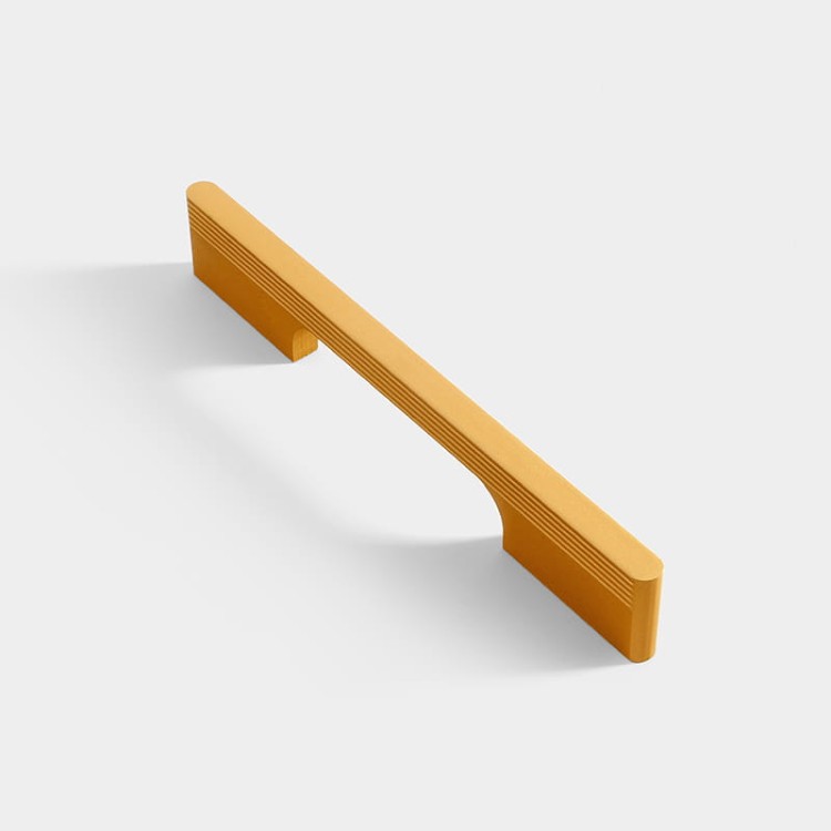 Elegancki uchwyt meblowy Pomo w kolorze szampańskiego złota, rozstaw 128 mm