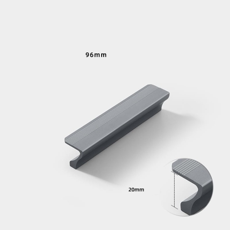 Möbelgriff Morro aus Aluminium in Mattschwarz, Grau und Champagnergold. Größen 96, 128, 192 und 320 mm. Moderner, loftiger, industrieller und minimalistischer Stil – für Küche, Bad, Schränke und Kommoden.