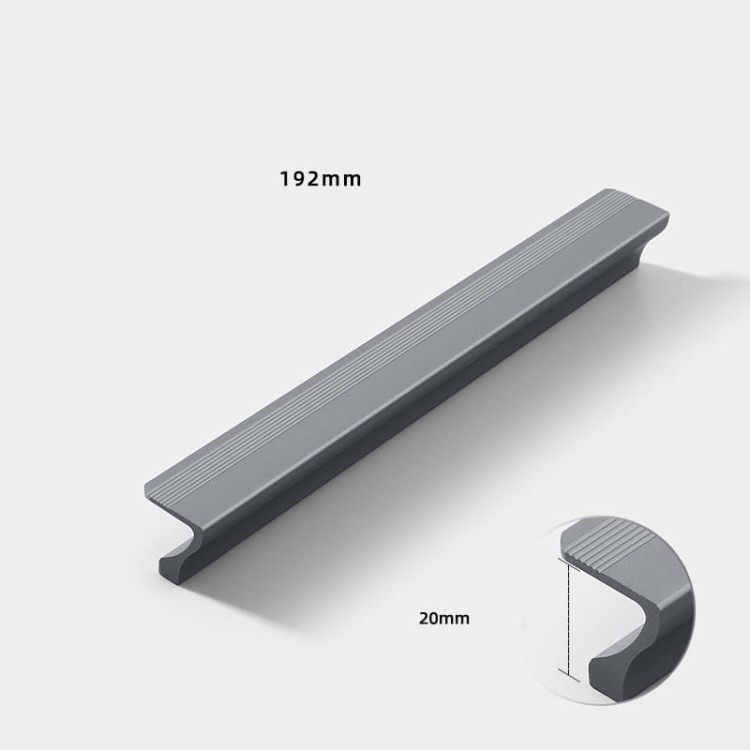 Möbelgriff Morro aus Aluminium in Mattschwarz, Grau und Champagnergold. Größen 96, 128, 192 und 320 mm. Moderner, loftiger, industrieller und minimalistischer Stil – für Küche, Bad, Schränke und Kommoden.