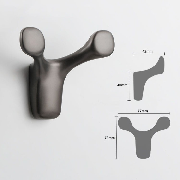 Wandhaken Dos – Design-Doppelhaken für Flur, Bad, Büro und Hotels. Aus robustem Metall, kratzfest. Farben: Gold, gebürstetes Gold, Schwarz und Perlgrau.